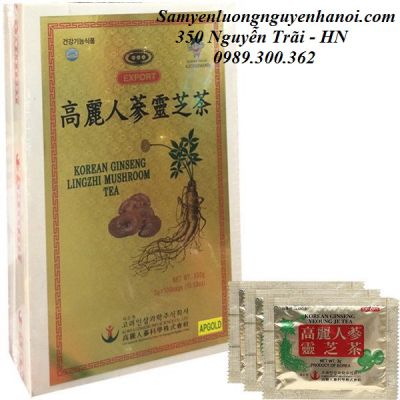 Trà Hồng sâm Linh chi Hàn Quốc Hộp gỗ 100 gói